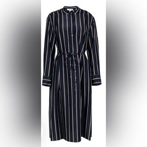 Without tag Vince Black Long-Sleeve Striped Shirt Dress with Cream Pinstripes
